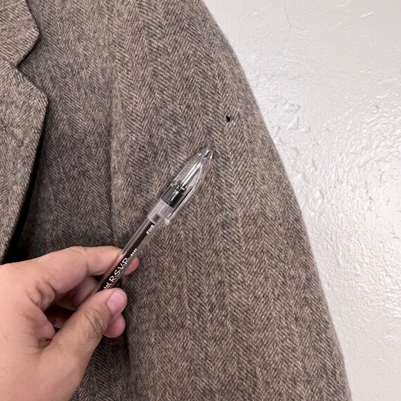 Stonehaven Mens Brown Herringbone Wool Blazer 2-Button USA Made Size 42R flaw - Picture 15 of 16